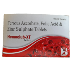 Hemoclub-XT  (Ferrous ascorbate,folicacid,zinc)  Tablets 10x10